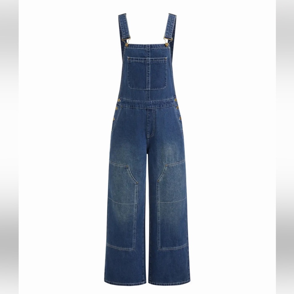 Cider Denim Overalls Wide Leg - Dark Blue